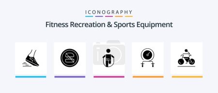 Ilustración de Fitness Recreation And Sports Equipment Glyph 5 Icon Pack Including hiit. fast. dieting. skipping. jumping. Creative Icons Design - Imagen libre de derechos