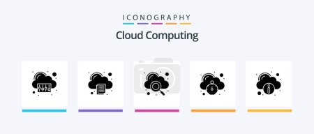 Téléchargez les illustrations : Cloud Computing Glyph 5 Icon Pack Including info. speedometer. cloud. speed. fast hosting. Creative Icons Design - en licence libre de droit
