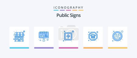Ilustración de Public Signs Blue 5 Icon Pack Including . signs. public. public. frame. Creative Icons Design - Imagen libre de derechos