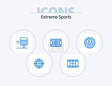 Ilustración de Sport Blue Icon Pack 5 Icon Design. . field. - Imagen libre de derechos