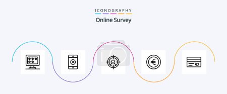 Illustration for Online Survey Line 5 Icon Pack Including sign. coin . video . aim - Royalty Free Image