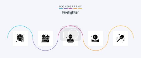 Illustration for Firefighter Glyph 5 Icon Pack Including firefighter. fire. fighter. bell. alarm - Royalty Free Image