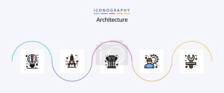 Illustration for Architecture Line Filled Flat 5 Icon Pack Including engineer. architect. measure. history. ancient - Royalty Free Image