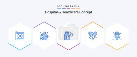 Ilustración de Hospital and Healthcare Concept 25 Blue icon pack including . - Imagen libre de derechos