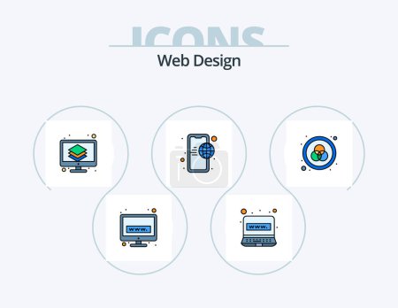 Téléchargez les illustrations : Web Design Line Filled Icon Pack 5 Icon Design. . web. expensive. homepage. web - en licence libre de droit