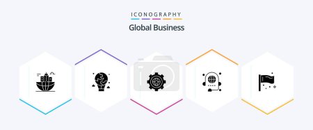Illustration for Global Business 25 Glyph icon pack including conference. call. global. gear. design - Royalty Free Image