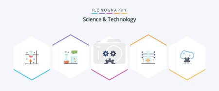 Illustration for Science And Technology 25 Flat icon pack including molecule. chemistry. lab equipment. technology. engineering science - Royalty Free Image