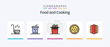 Ilustración de Food Line Filled 5 Icon Pack Including drink. street food. donuts. fried. dog. Creative Icons Design - Imagen libre de derechos