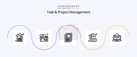 Ilustración de Task And Project Management Line 5 Icon Pack Including clipboard . monitor. profile. file - Imagen libre de derechos