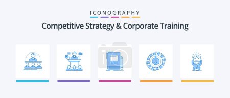 Illustration for Competitive Strategy And Corporate Training Blue 5 Icon Pack Including expense. consumption. presentation. school. education. Creative Icons Design - Royalty Free Image