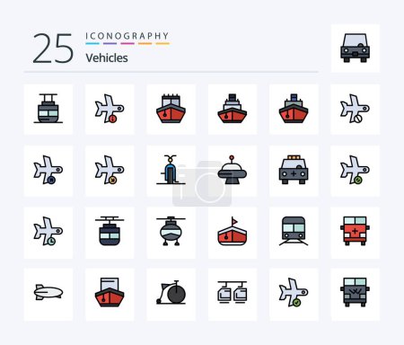 Illustration for Vehicles 25 Line Filled icon pack including vehicles. transport. transportation. filled. vehicles - Royalty Free Image