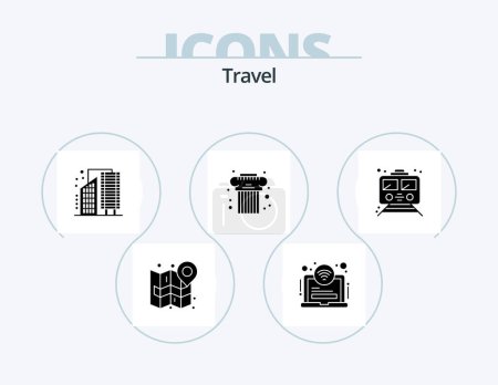 Ilustración de Travel Glyph Icon Pack 5 Icon Design. greek. cultural. wifi. architecture. district - Imagen libre de derechos
