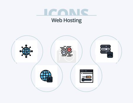 Illustration for Web Hosting Line Filled Icon Pack 5 Icon Design. . server downgrade . download . - Royalty Free Image
