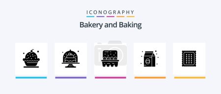 Téléchargez les illustrations : Baking Glyph 5 Icon Pack Including pack. coffee. cakes. bean. eggs. Creative Icons Design - en licence libre de droit