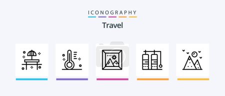 Ilustración de Travel Line 5 Icon Pack Including credit. card. taxi. borrow. travel. Creative Icons Design - Imagen libre de derechos