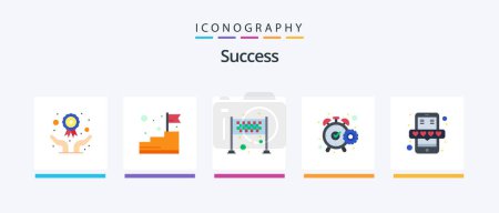 Illustration for Sucess Flat 5 Icon Pack Including watch. stop. stairs. chronometer. victory. Creative Icons Design - Royalty Free Image