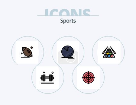 Téléchargez les illustrations : Sports Line Filled Icon Pack 5 Icon Design. ball. golf. timer. reward. first - en licence libre de droit