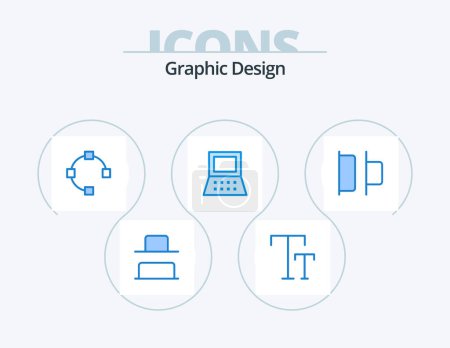Illustration for Design Blue Icon Pack 5 Icon Design. . . points. left. distribute - Royalty Free Image