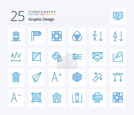 Illustration for Design 25 Blue Color icon pack including tool. crop. color. tracking. sort - Royalty Free Image
