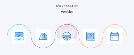 Ilustración de Vehicles Blue 5 Icon Pack Including . wheel. vehicles - Imagen libre de derechos