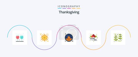 Téléchargez les illustrations : Thanksgiving Flat 5 Icon Pack Including thanksgiving. grain. nature. thanksgiving. gratitude - en licence libre de droit