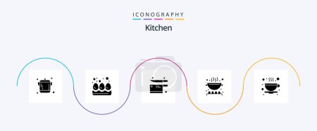 Téléchargez les illustrations : Kitchen Glyph 5 Icon Pack Including . cup. utensil. tea. kitchen - en licence libre de droit