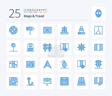 Illustration for Maps & Travel 25 Blue Color icon pack including coordinate. location. buoy. coordinates. construction - Royalty Free Image