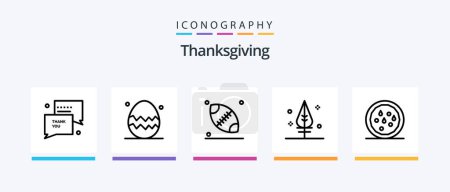 Illustration for Thanks Giving Line 5 Icon Pack Including thanksgiving. halloween. you. fruit. fork. Creative Icons Design - Royalty Free Image