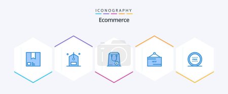 Illustration for Ecommerce 25 Blue icon pack including new. ecommerce. discount. package. commerce - Royalty Free Image