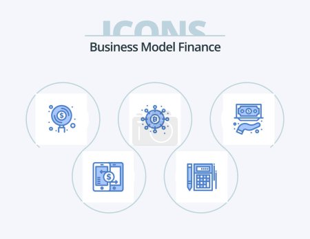 Téléchargez les illustrations : Finance Blue Icon Pack 5 Icon Design. finance. distribution. financial. money. funds - en licence libre de droit