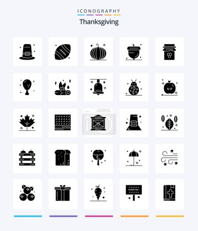 Illustration for Creative Thanksgiving 25 Glyph Solid Black icon pack  Such As season. flora. cornucopia. autumn. thanksgiving - Royalty Free Image