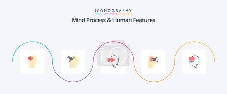 Ilustración de Mind Process And Human Features Flat 5 Icon Pack Including theory. head. logic. mind. cognitive - Imagen libre de derechos