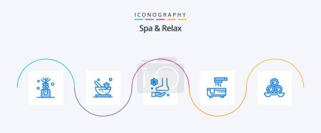Téléchargez les illustrations : Spa And Relax Blue 5 Icon Pack Including relax. shower. massage. bathtub. bath - en licence libre de droit