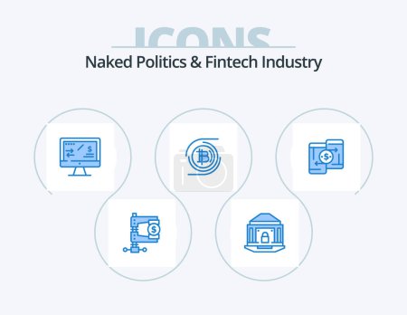 Téléchargez les illustrations : Naked Politics And Fintech Industry Blue Icon Pack 5 Icon Design. cryptocurrency. bitcoin. lock. bitcoins. income - en licence libre de droit