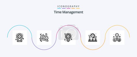 Ilustración de Time Management Line 5 Icon Pack Including workers. meeting time. watch. meeting. light - Imagen libre de derechos