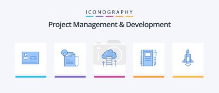 Illustration for Project Management And Development Blue 5 Icon Pack Including drawing. focus. featured. success. career. Creative Icons Design - Royalty Free Image