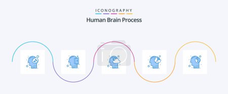 Illustration for Human Brain Process Blue 5 Icon Pack Including mind. head. cloud. graph. thinking - Royalty Free Image