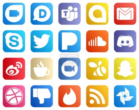 Téléchargez les illustrations : 20 High Quality Social Media Icons such as message. music. skype. sound and pandora icons. High definition and versatile - en licence libre de droit