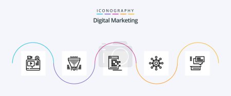 Illustration for Digital Marketing Line 5 Icon Pack Including connect. network. dollar. record. network - Royalty Free Image