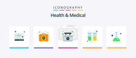 Illustration for Health And Medical Flat 5 Icon Pack Including science. flask. hospital. lab. blood test. Creative Icons Design - Royalty Free Image