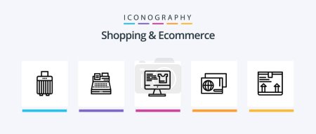 Téléchargez les illustrations : Shopping And Ecommerce Line 5 Icon Pack Including call. wish list. check. list. checklist. Creative Icons Design - en licence libre de droit