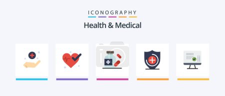 Ilustración de Health And Medical Flat 5 Icon Pack Including . calender. medicine. date. medical. Creative Icons Design - Imagen libre de derechos