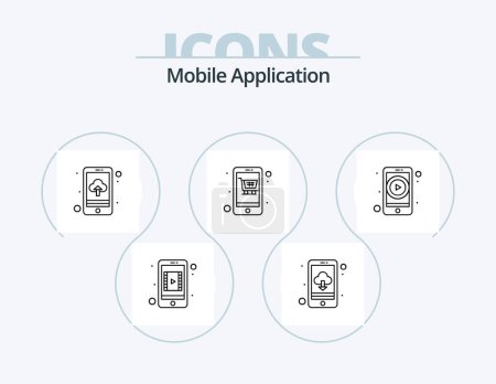 Téléchargez les illustrations : Mobile Application Line Icon Pack 5 Icon Design. gps. mobile. app. gallery. app - en licence libre de droit