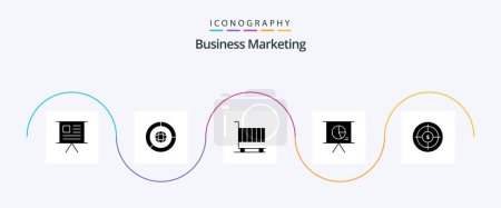 Téléchargez les illustrations : Business Marketing Glyph 5 Icon Pack Including presentation. business. marketing. shopping. finance - en licence libre de droit