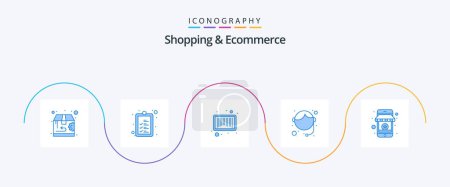 Ilustración de Shopping And Ecommerce Blue 5 Icon Pack Including shop. rating. barcode. service. support - Imagen libre de derechos