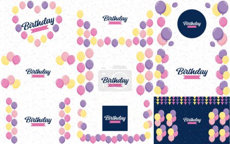 Illustration for Happy Birthday announcement poster. flyer. and greeting card in a flat style vector illustration - Royalty Free Image