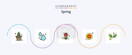 Illustration for Spring Line Filled Flat 5 Icon Pack Including . nature. macro. leaf. weather - Royalty Free Image