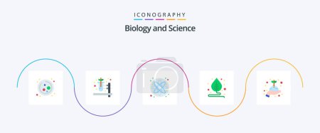 Téléchargez les illustrations : Biology Flat 5 Icon Pack Including . hand. laboratory. grow. plant - en licence libre de droit