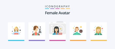 Illustration for Female Avatar Flat 5 Icon Pack Including academic. outdoor game. female. football player. news anchor. Creative Icons Design - Royalty Free Image