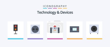 Illustration for Devices Flat 5 Icon Pack Including products. electronics. equipment. devices. rocket. Creative Icons Design - Royalty Free Image